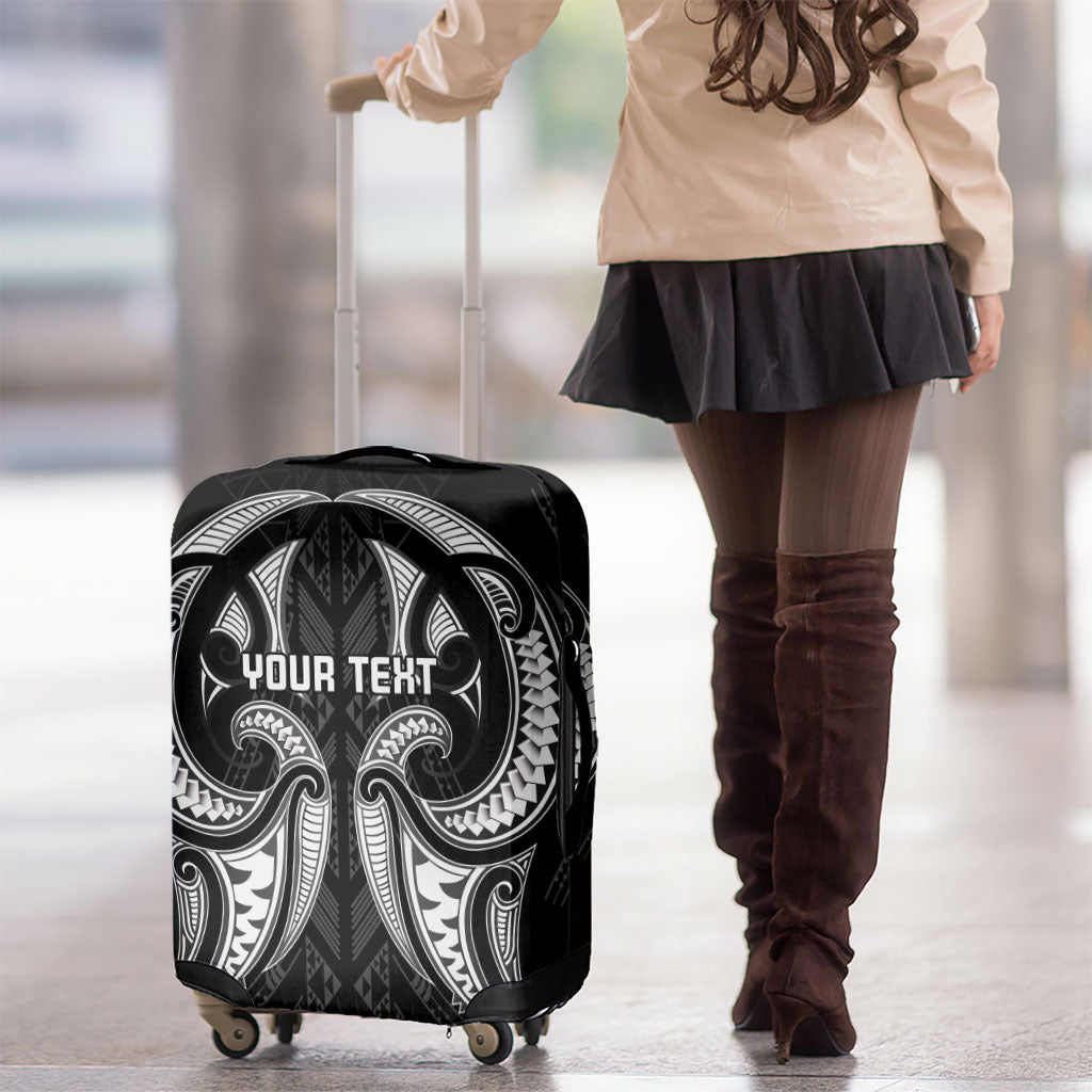 Maori Rugby Custom Ngaru Mangopare Luggage Cover Black Whetu Niho Taniwha Motif