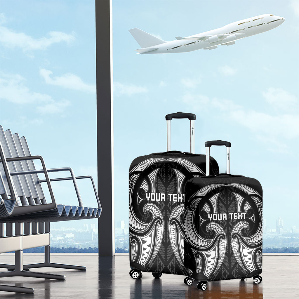 Maori Rugby Custom Ngaru Mangopare Luggage Cover Black Whetu Niho Taniwha Motif