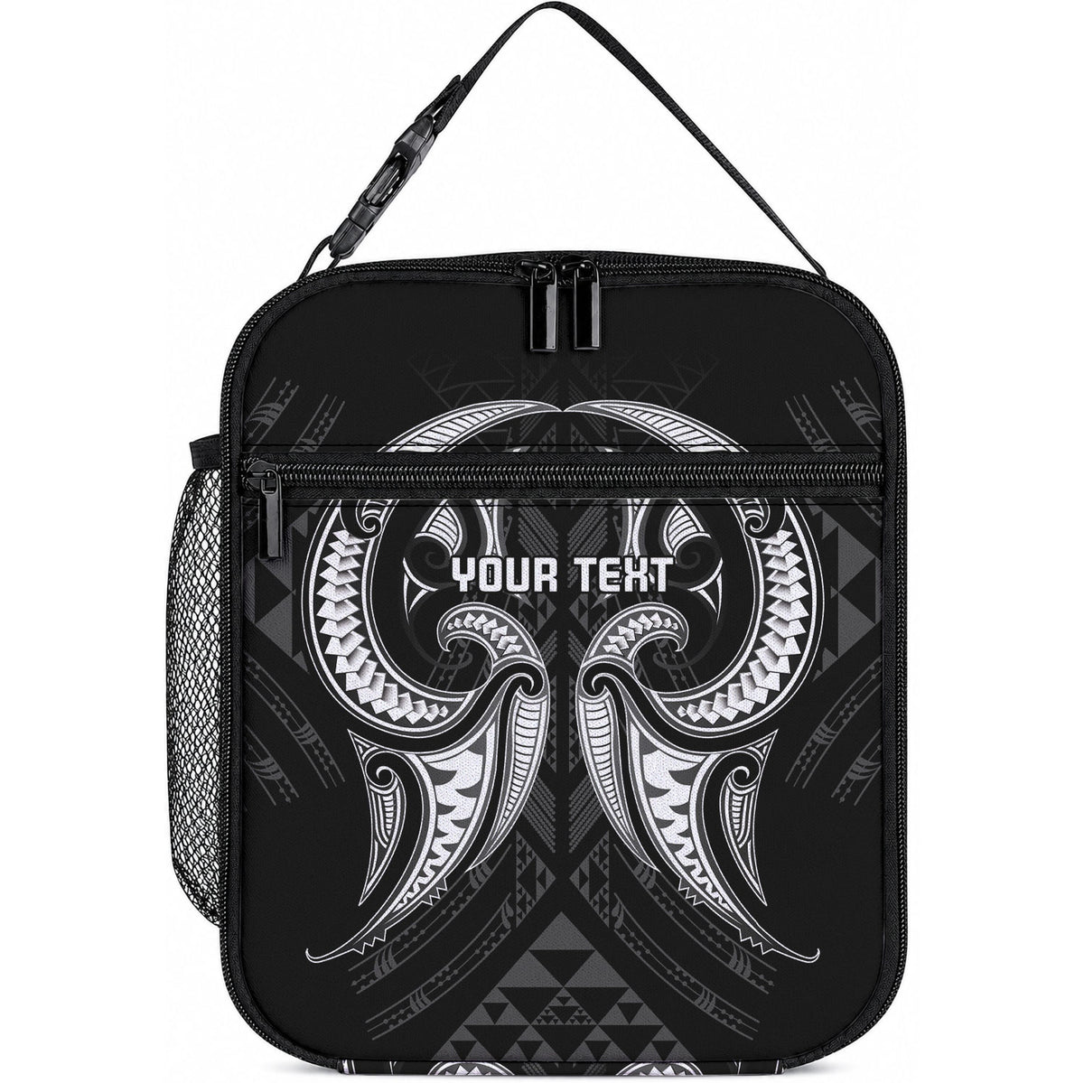 Maori Rugby Custom Ngaru Mangopare Lunch Bag Black Whetu Niho Taniwha Motif