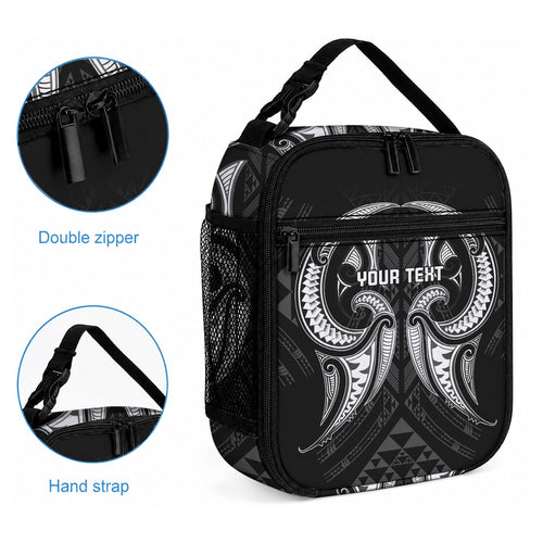 Maori Rugby Custom Ngaru Mangopare Lunch Bag Black Whetu Niho Taniwha Motif