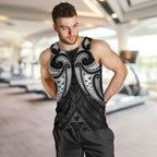 Maori Rugby Custom Ngaru Mangopare Men Tank Top Black Whetu Niho Taniwha Motif