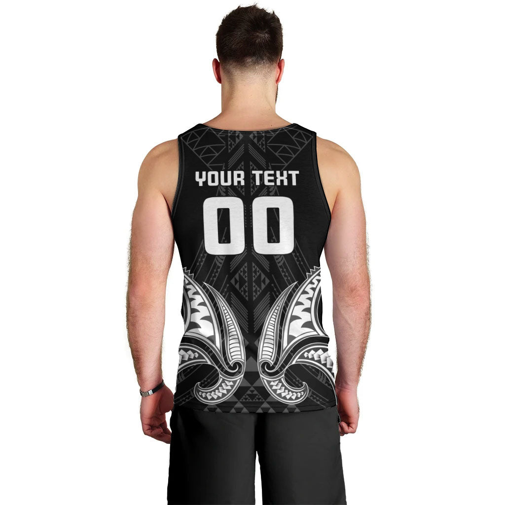 Maori Rugby Custom Ngaru Mangopare Men Tank Top Black Whetu Niho Taniwha Motif