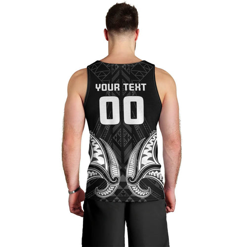 Maori Rugby Custom Ngaru Mangopare Men Tank Top Black Whetu Niho Taniwha Motif