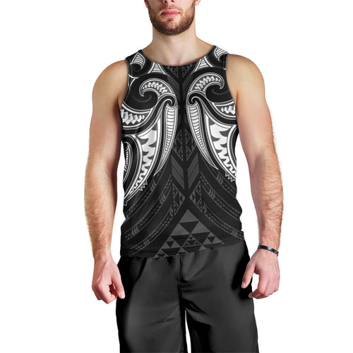 Maori Rugby Custom Ngaru Mangopare Men Tank Top Black Whetu Niho Taniwha Motif