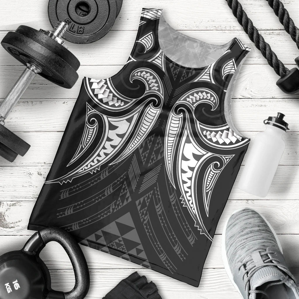 Maori Rugby Custom Ngaru Mangopare Men Tank Top Black Whetu Niho Taniwha Motif