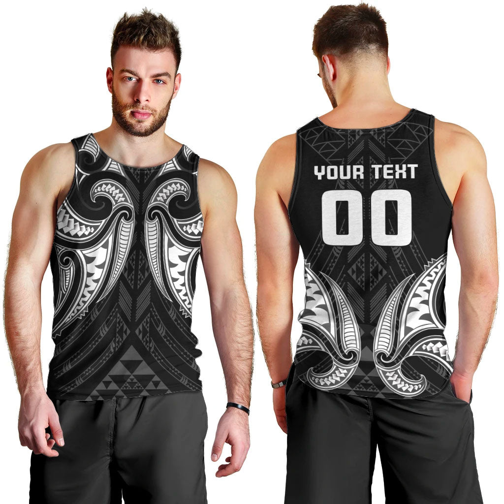 Maori Rugby Custom Ngaru Mangopare Men Tank Top Black Whetu Niho Taniwha Motif