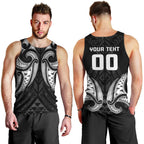 Maori Rugby Custom Ngaru Mangopare Men Tank Top Black Whetu Niho Taniwha Motif