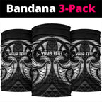 Maori Rugby Custom Ngaru Mangopare Neck Gaiter Black Whetu Niho Taniwha Motif