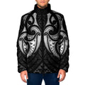 Maori Rugby Custom Ngaru Mangopare Padded Jacket Black Whetu Niho Taniwha Motif