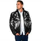 Maori Rugby Custom Ngaru Mangopare Padded Jacket Black Whetu Niho Taniwha Motif