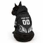 Maori Rugby Custom Ngaru Mangopare Pet Hoodie Black Whetu Niho Taniwha Motif