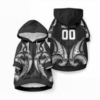 Maori Rugby Custom Ngaru Mangopare Pet Hoodie Black Whetu Niho Taniwha Motif