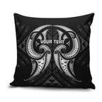 Maori Rugby Custom Ngaru Mangopare Pillow Cover Black Whetu Niho Taniwha Motif