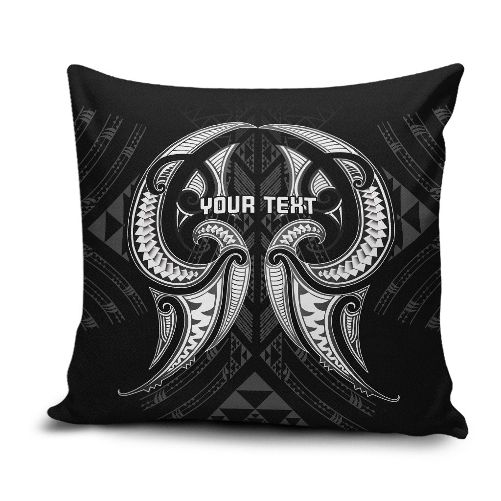 Maori Rugby Custom Ngaru Mangopare Pillow Cover Black Whetu Niho Taniwha Motif