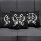 Maori Rugby Custom Ngaru Mangopare Pillow Cover Black Whetu Niho Taniwha Motif