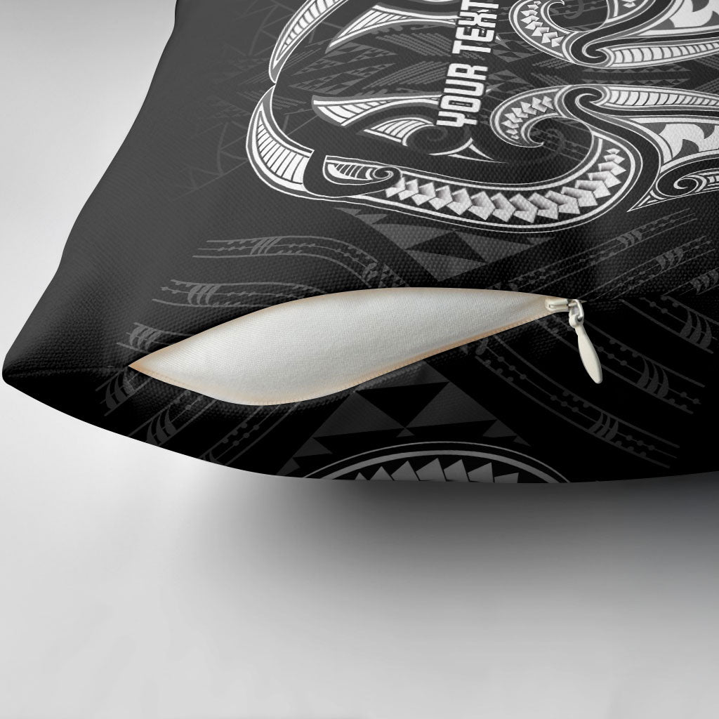Maori Rugby Custom Ngaru Mangopare Pillow Cover Black Whetu Niho Taniwha Motif