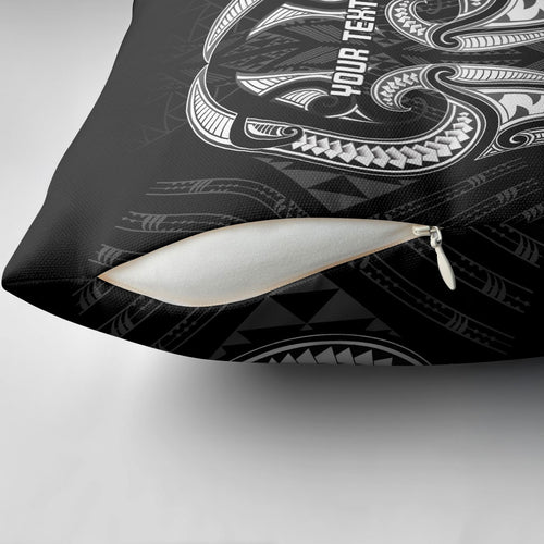 Maori Rugby Custom Ngaru Mangopare Pillow Cover Black Whetu Niho Taniwha Motif