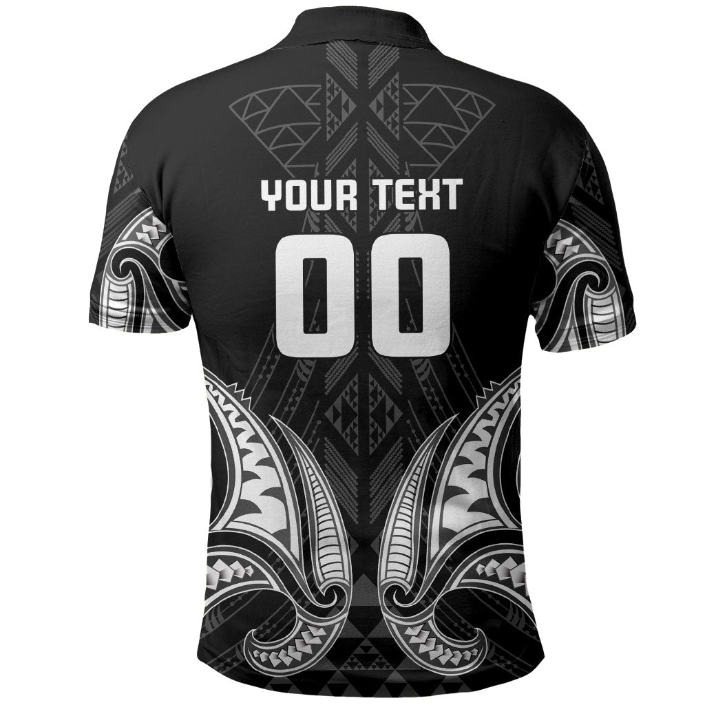 Maori Rugby Custom Ngaru Mangopare Polo Shirt Black Whetu Niho Taniwha Motif