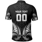 Maori Rugby Custom Ngaru Mangopare Polo Shirt Black Whetu Niho Taniwha Motif