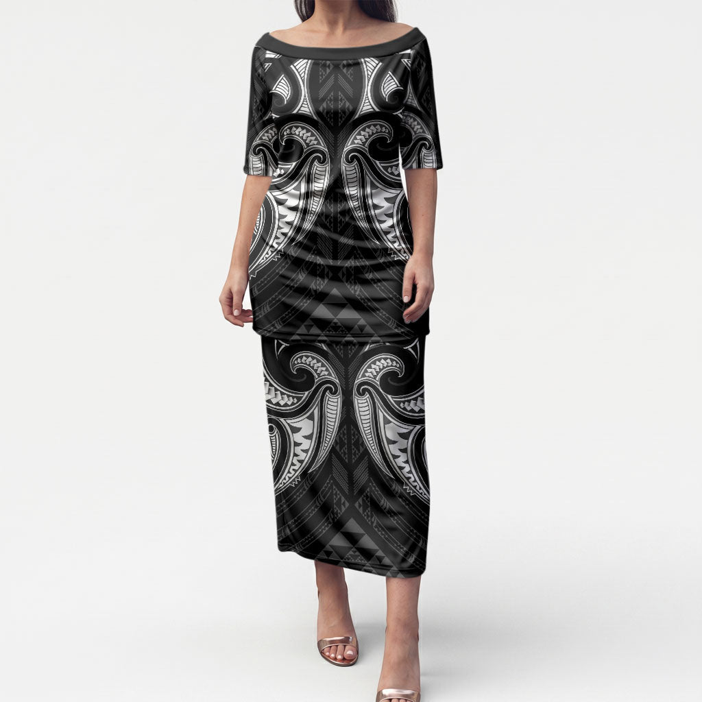 Maori Rugby Custom Ngaru Mangopare Puletasi Black Whetu Niho Taniwha Motif