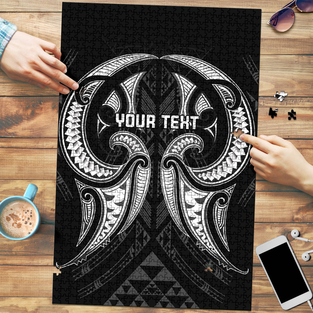 Maori Rugby Custom Ngaru Mangopare Puzzle Black Whetu Niho Taniwha Motif
