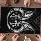 Maori Rugby Custom Ngaru Mangopare Puzzle Black Whetu Niho Taniwha Motif
