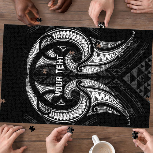 Maori Rugby Custom Ngaru Mangopare Puzzle Black Whetu Niho Taniwha Motif