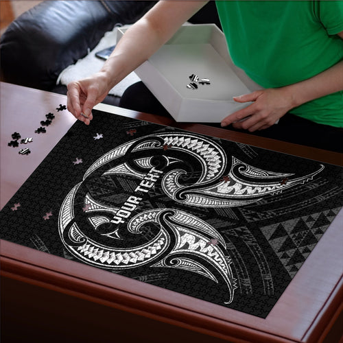 Maori Rugby Custom Ngaru Mangopare Puzzle Black Whetu Niho Taniwha Motif