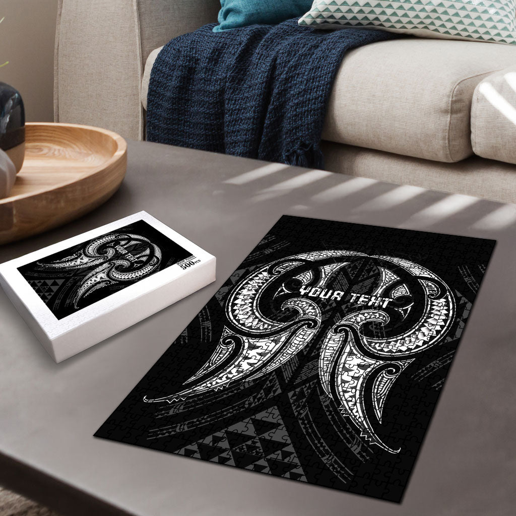 Maori Rugby Custom Ngaru Mangopare Puzzle Black Whetu Niho Taniwha Motif