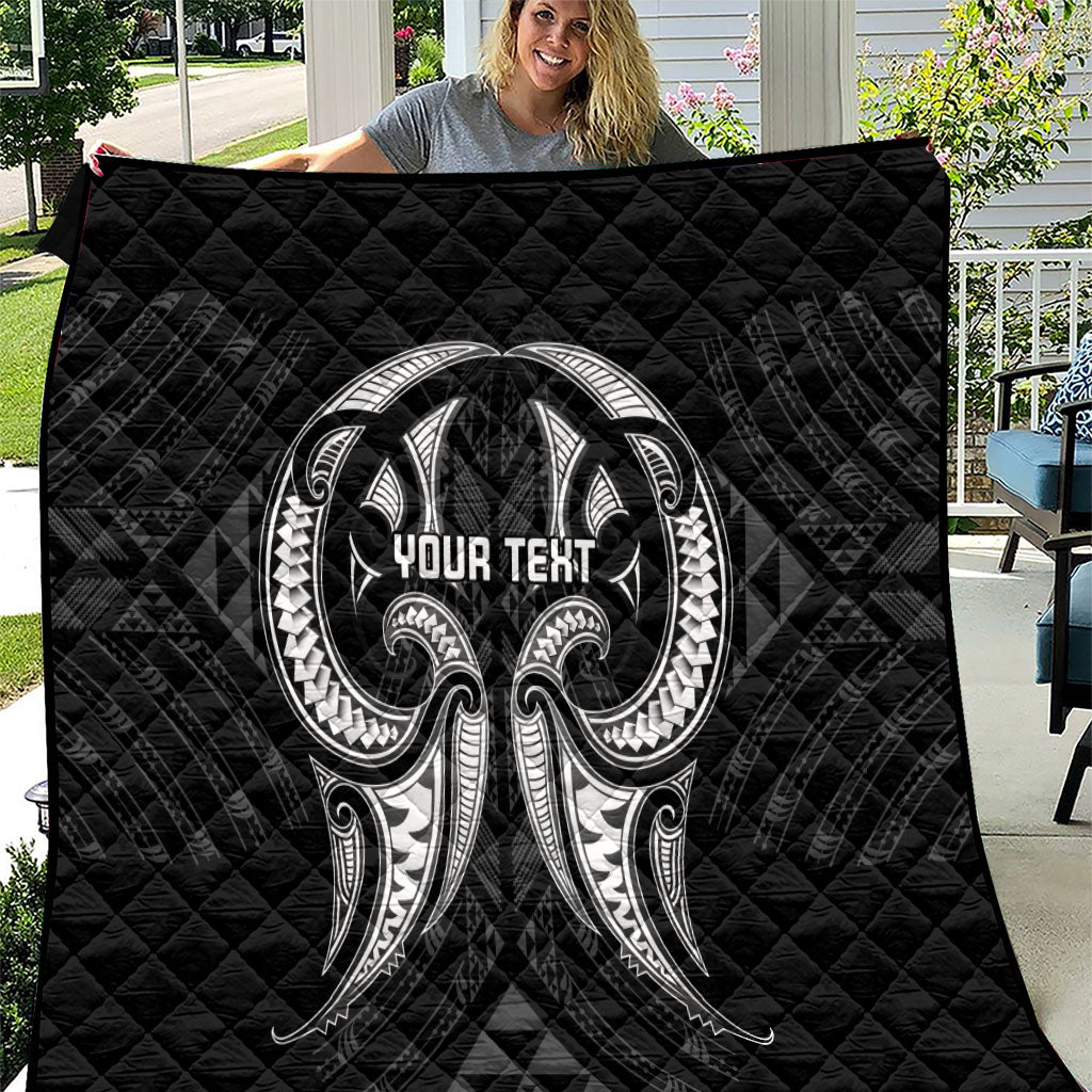 Maori Rugby Custom Ngaru Mangopare Quilt Black Whetu Niho Taniwha Motif