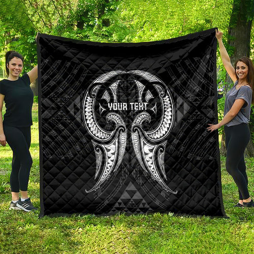 Maori Rugby Custom Ngaru Mangopare Quilt Black Whetu Niho Taniwha Motif