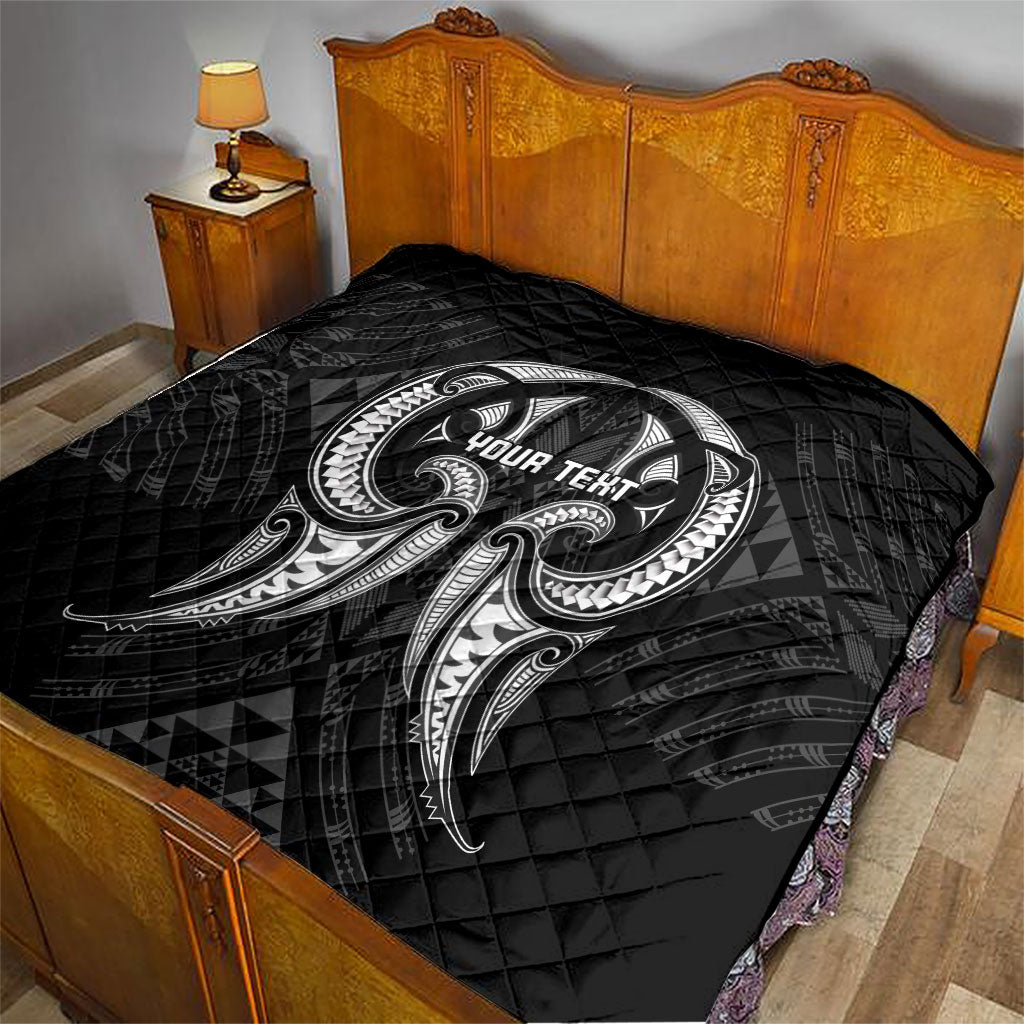 Maori Rugby Custom Ngaru Mangopare Quilt Black Whetu Niho Taniwha Motif