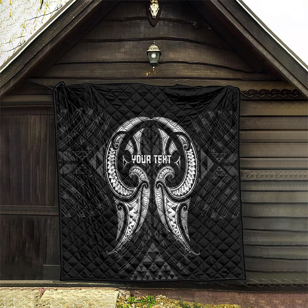 Maori Rugby Custom Ngaru Mangopare Quilt Black Whetu Niho Taniwha Motif