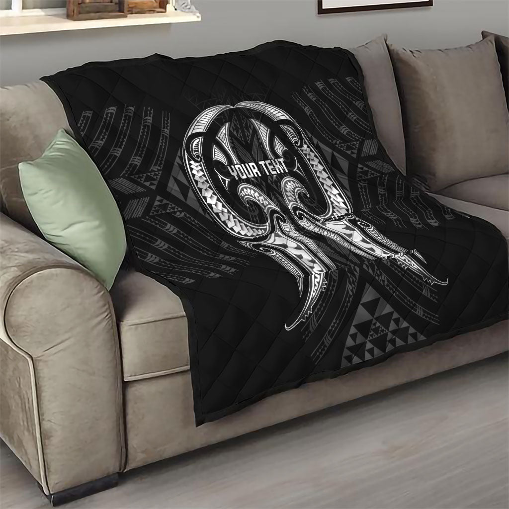 Maori Rugby Custom Ngaru Mangopare Quilt Black Whetu Niho Taniwha Motif