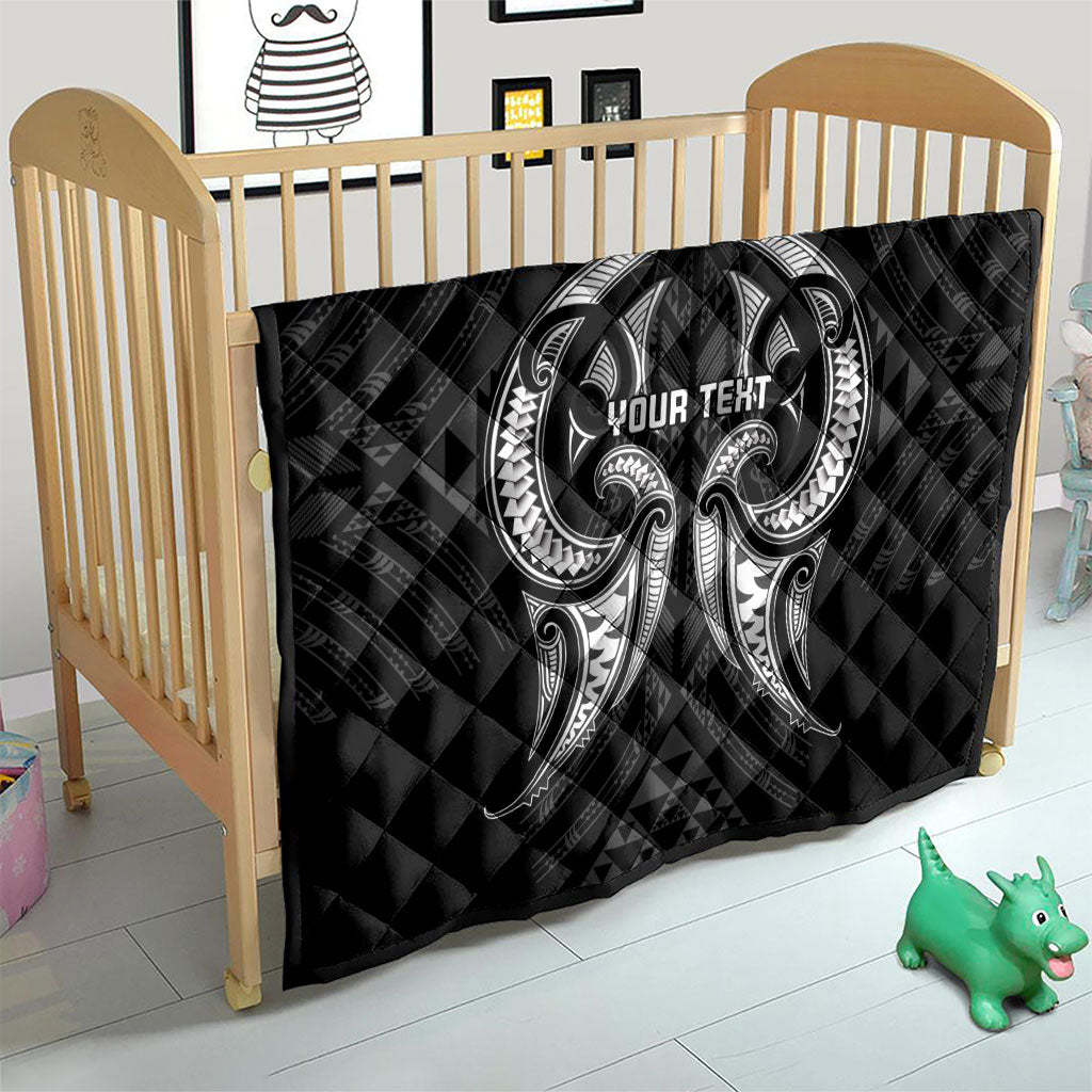 Maori Rugby Custom Ngaru Mangopare Quilt Black Whetu Niho Taniwha Motif