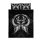 Maori Rugby Custom Ngaru Mangopare Quilt Bed Set Black Whetu Niho Taniwha Motif