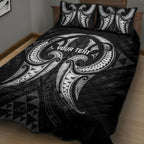 Maori Rugby Custom Ngaru Mangopare Quilt Bed Set Black Whetu Niho Taniwha Motif