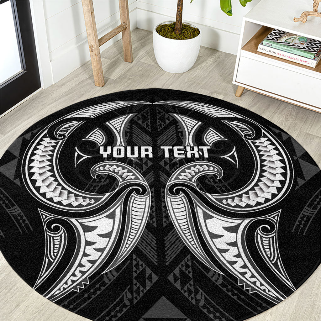 Maori Rugby Custom Ngaru Mangopare Round Carpet Black Whetu Niho Taniwha Motif