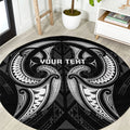 Maori Rugby Custom Ngaru Mangopare Round Carpet Black Whetu Niho Taniwha Motif