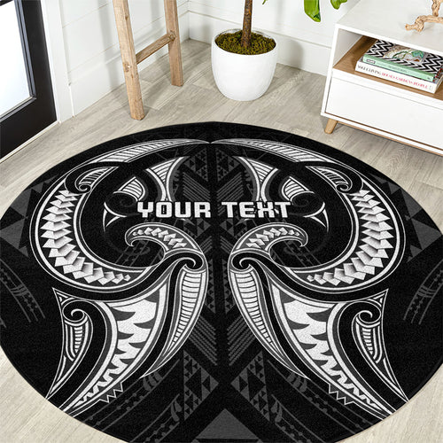 Maori Rugby Custom Ngaru Mangopare Round Carpet Black Whetu Niho Taniwha Motif