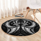 Maori Rugby Custom Ngaru Mangopare Round Carpet Black Whetu Niho Taniwha Motif