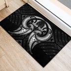 Maori Rugby Custom Ngaru Mangopare Rubber Doormat Black Whetu Niho Taniwha Motif