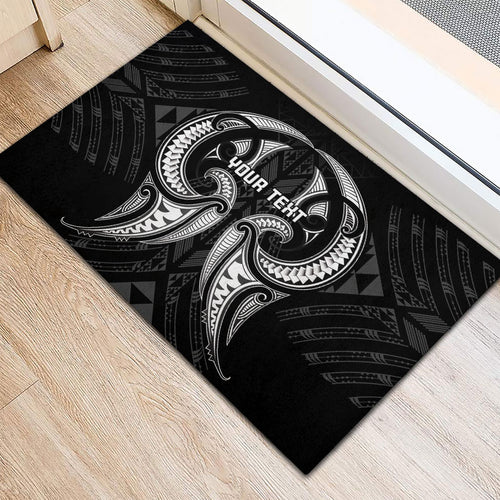 Maori Rugby Custom Ngaru Mangopare Rubber Doormat Black Whetu Niho Taniwha Motif