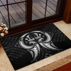 Maori Rugby Custom Ngaru Mangopare Rubber Doormat Black Whetu Niho Taniwha Motif