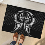 Maori Rugby Custom Ngaru Mangopare Rubber Doormat Black Whetu Niho Taniwha Motif