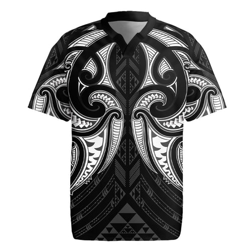 Maori Rugby Custom Ngaru Mangopare Rugby Jersey Black Whetu Niho Taniwha Motif