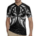 Maori Rugby Custom Ngaru Mangopare Rugby Jersey Black Whetu Niho Taniwha Motif