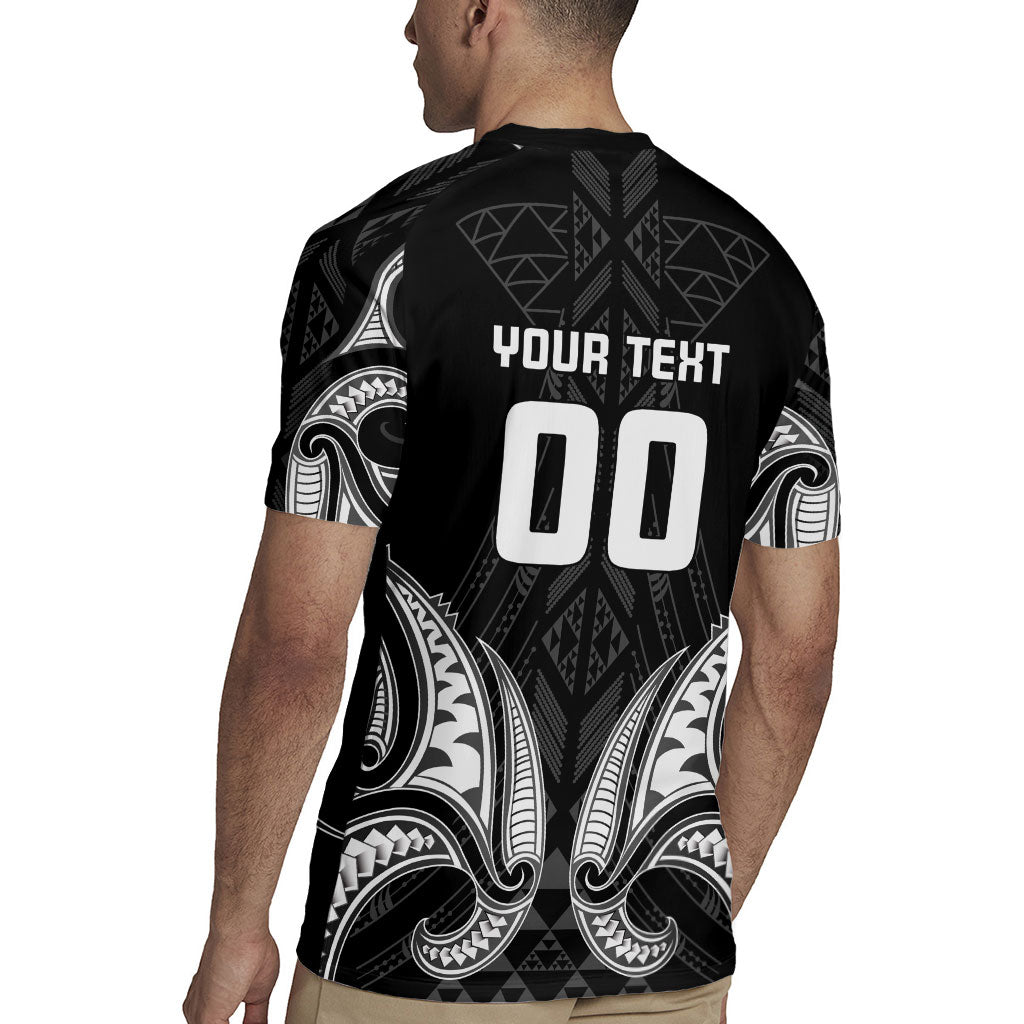 Maori Rugby Custom Ngaru Mangopare Rugby Jersey Black Whetu Niho Taniwha Motif