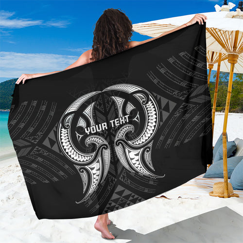 Maori Rugby Custom Ngaru Mangopare Sarong Black Whetu Niho Taniwha Motif