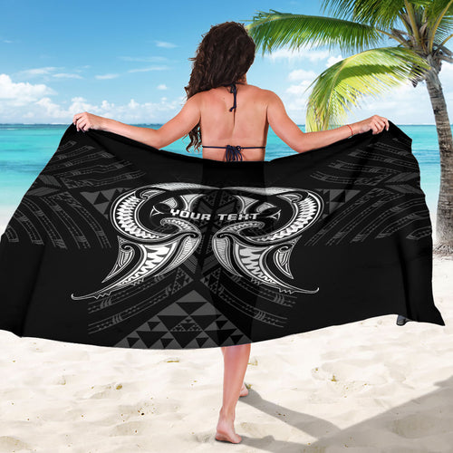 Maori Rugby Custom Ngaru Mangopare Sarong Black Whetu Niho Taniwha Motif